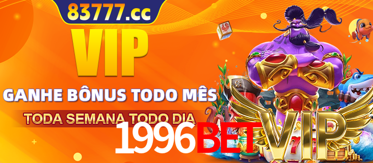 Banner promocional do 1996BET oferecendo 100% de recompensas adicionais contínuas para quem fizer o login diário (Daily sign-in), com um mascote de coelho.