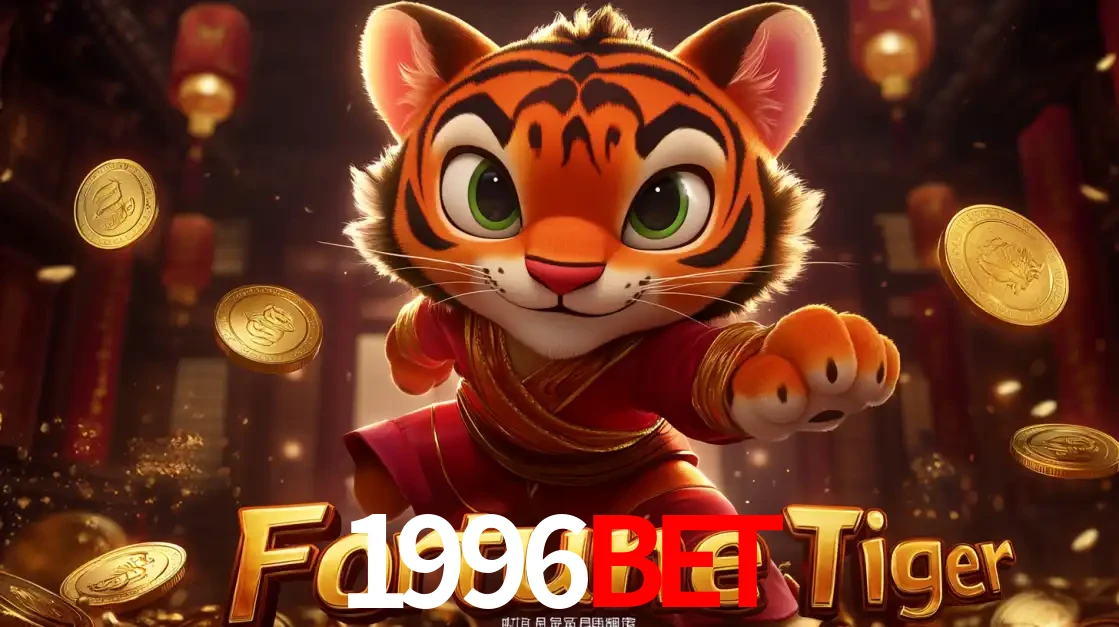 O carismático mascote do jogo de slot Fortune Tiger, um tigre fofo em pose de artes marciais, pronto para trazer sorte e multiplicadores de ganhos no cassino online 1996BET.