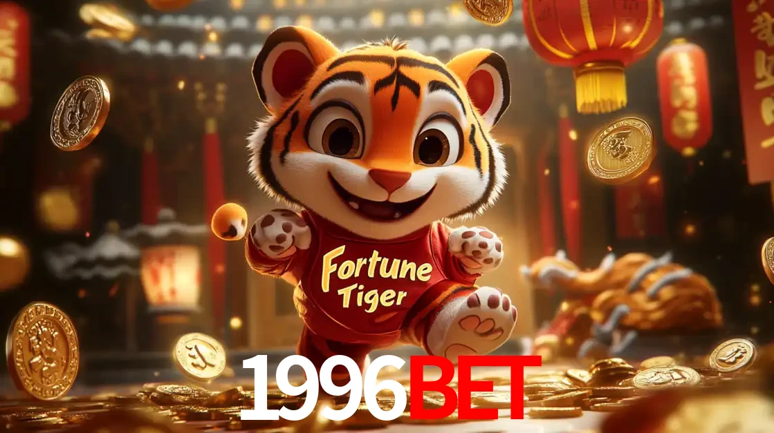 O alegre personagem do Fortune Tiger correndo sobre um caminho de moedas de ouro, simbolizando os grandes prêmios e a diversão do popular jogo de slot do 1996BET.